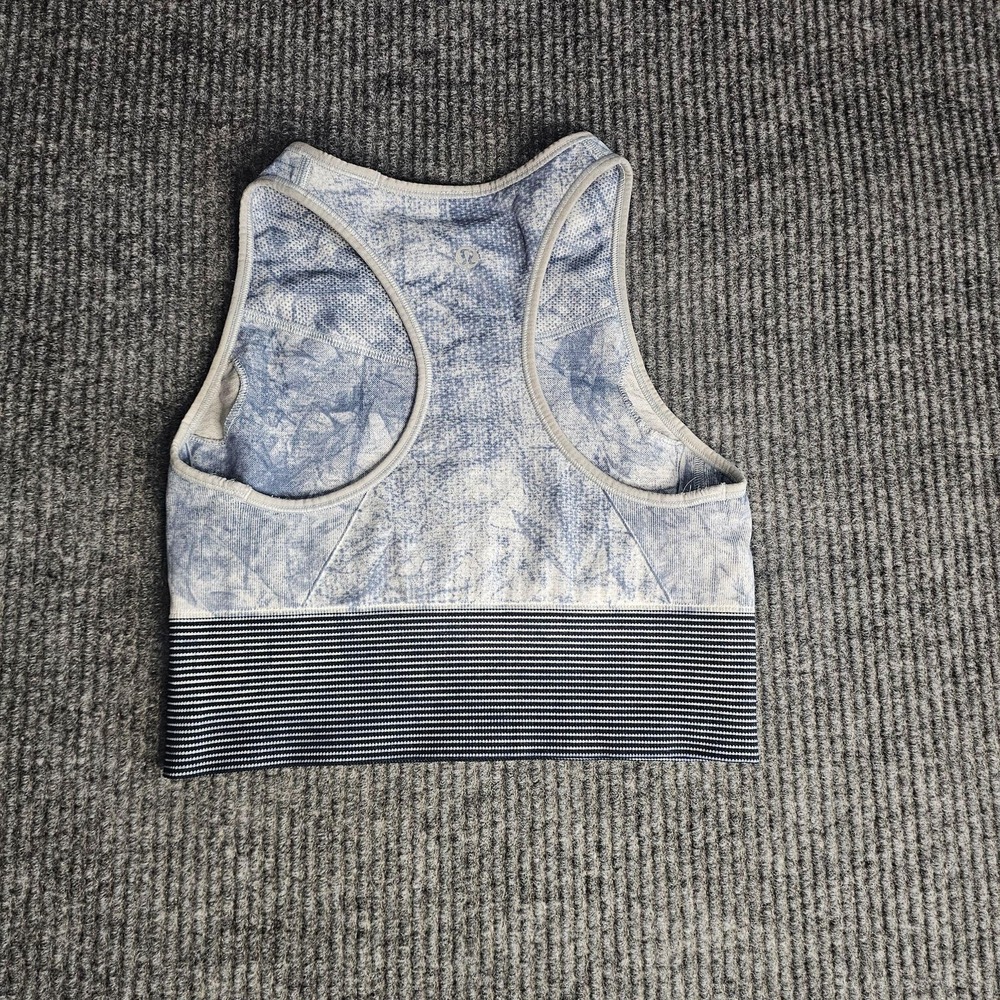 Lululemon Sports Bra Womens SMALL Blue Tie Dye Racerback Knit Yoga Crop Top